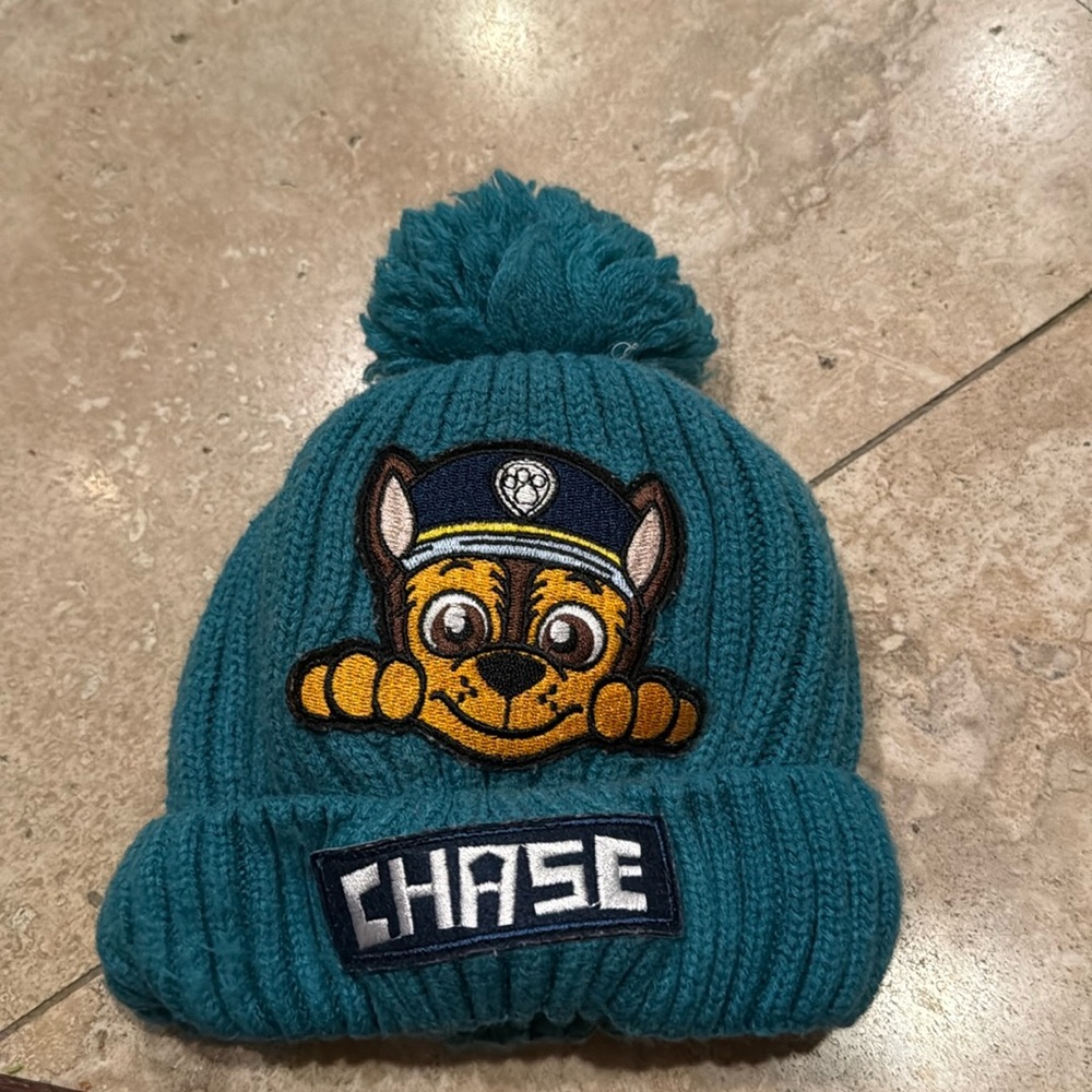 Chaser Teal Pom-Pom Kids Beanie
